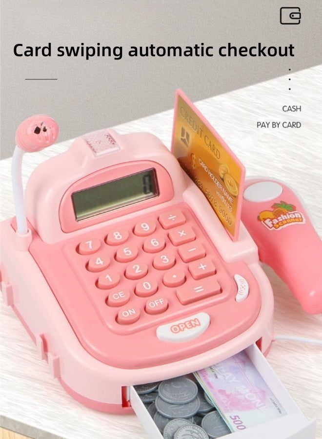 MLADEN لعبة السجل النقدي الذكي مع لعبة الآلة الحاسبة، لعبة محاكاة متعددة الوظائف لتسجيل النقود لعبة تسجيل النقود الكهربائية مع وظائف المسح الضوئي والوزن، لعبة تسجيل النقود في المنزل لعبة تسجيل النقود في السوبر ماركت مع إضاءة وموسيقى مناسبة للأطفال فوق 3 سنوات - Image 3