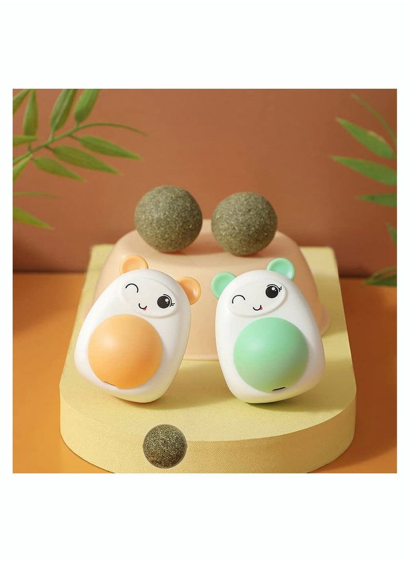 SYOSI - 3 Pack Catnip Wall Ball with Cover, Natural Edible Catnip Balls Rotatable Kitten Toys, Cartoon Shape Wall Mount Catnip Ball Pet Interactive Toys for Teeth Cleaning Relieve Anxiety - Image 1