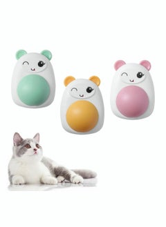 3 Pack Catnip Wall Ball with Cover, Natural Edible Catnip Balls Rotatable Kitten Toys, Cartoon Shape Wall Mount Catnip Ball Pet Interactive Toys for Teeth Cleaning Relieve Anxiety