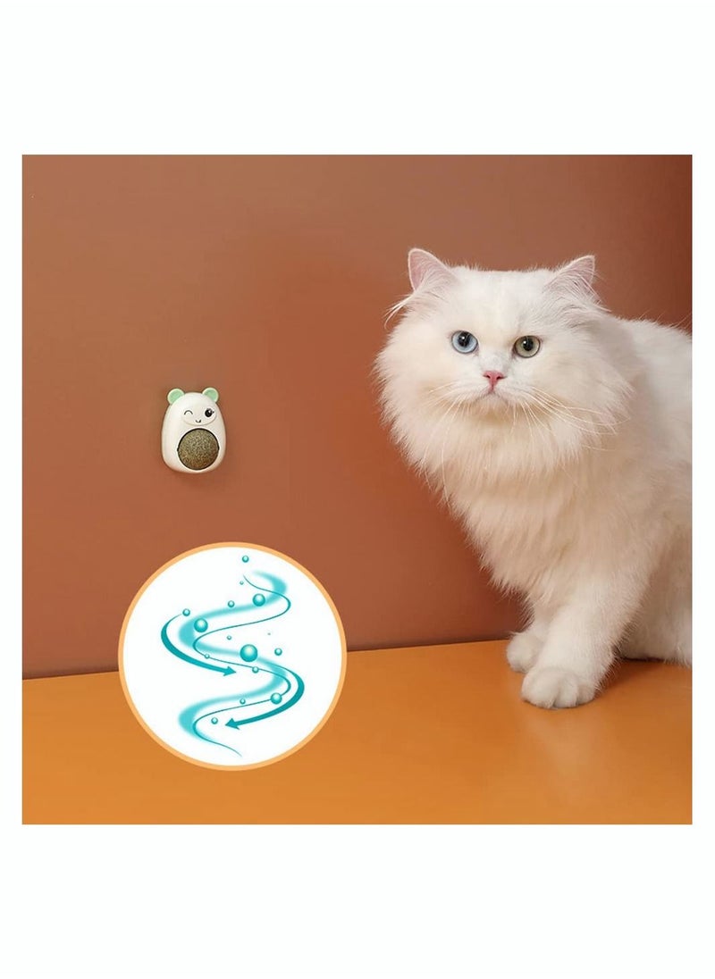 SYOSI - 3 Pack Catnip Wall Ball with Cover, Natural Edible Catnip Balls Rotatable Kitten Toys, Cartoon Shape Wall Mount Catnip Ball Pet Interactive Toys for Teeth Cleaning Relieve Anxiety - Image 1