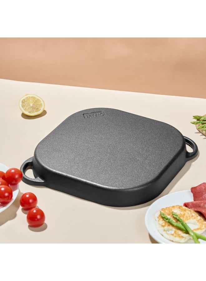 Telssida Thickened Square Frying Pan For Grilling Meat And Frying Eggs, Cast Iron Steak Frying Pan With Double Ears, Non-stick Coating-free Breakfast Pan - Image 1