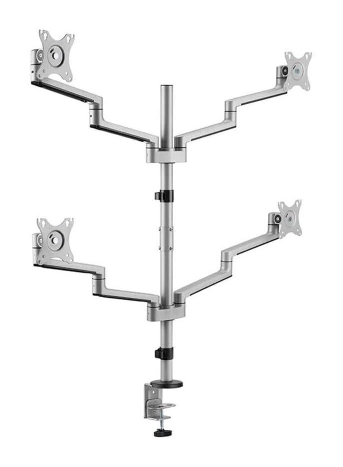 ELTRAZONE Double Quadrant Monitor Stand SH72 CO48 – Premium Aluminium Dual Articulating Arm Mount for 13”-32” Monitors – Matte Black/Silver – 360° Rotation, Height Adjustable, Max Load 6kg per Screen, VESA 100x100mm Compatible - Image 1