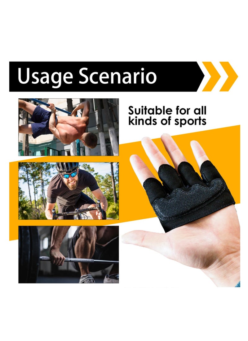 SYOSI - Four Finger Gym Gloves, Men Weight Lifting Gloves Women, 1 Pair Anti-slip Four Finger Workout Glove, Silicone Weight Training Gloves, Palm Protectors for Cycling Fitness Exercise Rowing Yoga (Black) - Image 1