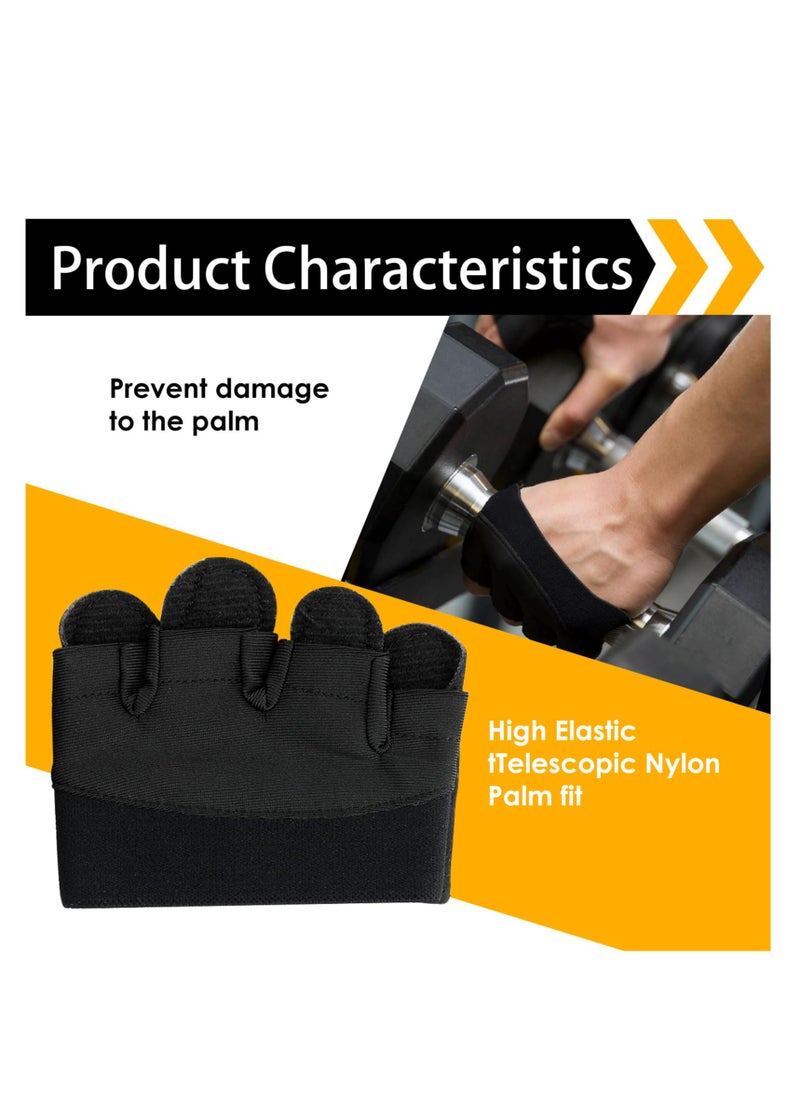 SYOSI - Four Finger Gym Gloves, Men Weight Lifting Gloves Women, 1 Pair Anti-slip Four Finger Workout Glove, Silicone Weight Training Gloves, Palm Protectors for Cycling Fitness Exercise Rowing Yoga (Black) - Image 1