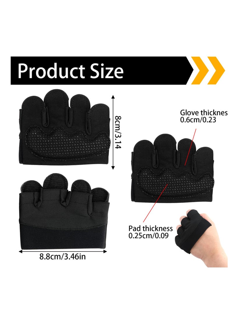 SYOSI - Four Finger Gym Gloves, Men Weight Lifting Gloves Women, 1 Pair Anti-slip Four Finger Workout Glove, Silicone Weight Training Gloves, Palm Protectors for Cycling Fitness Exercise Rowing Yoga (Black) - Image 1