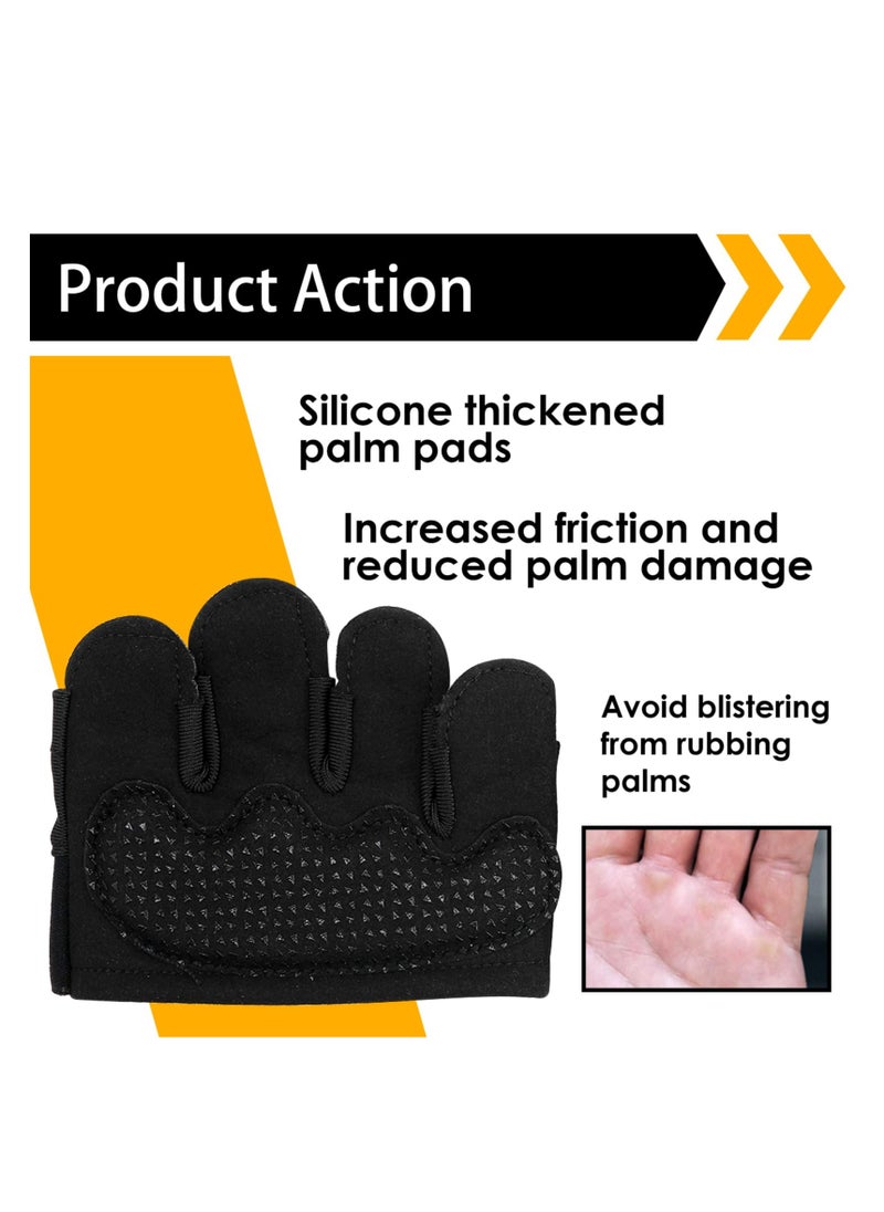 SYOSI - Four Finger Gym Gloves, Men Weight Lifting Gloves Women, 1 Pair Anti-slip Four Finger Workout Glove, Silicone Weight Training Gloves, Palm Protectors for Cycling Fitness Exercise Rowing Yoga (Black) - Image 1