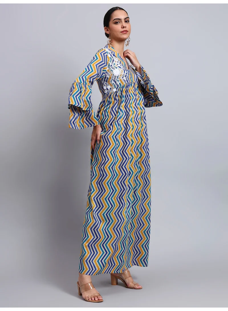 Alaya Women Embroided Printed Cotton Jalabiya-AL4098A