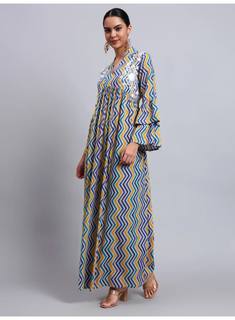 Alaya Women Embroided Printed Cotton Jalabiya-AL4098A