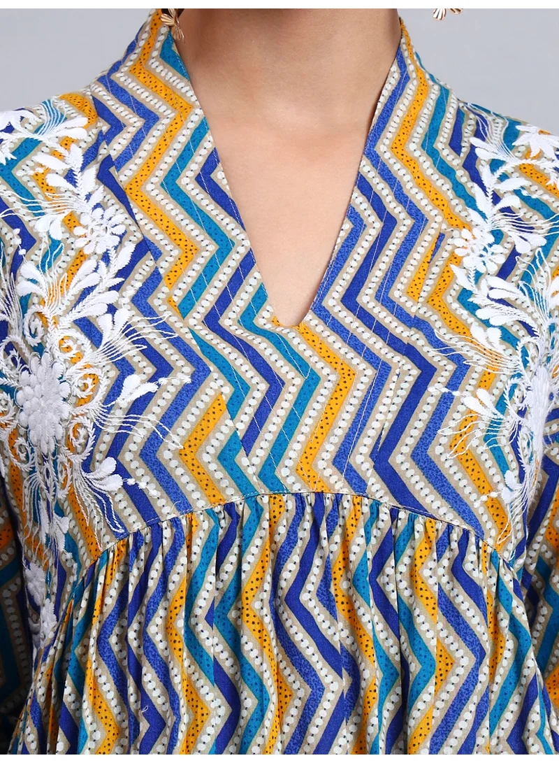 Alaya Women Embroided Printed Cotton Jalabiya-AL4098A