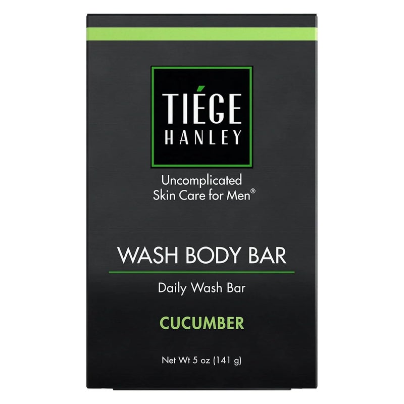 Tiege Hanley Daily Body Wash Bar Soap for Men With Vitamin E, Jojoba Oil, and Aloe to Cleanse, Hydrate, and Gently Exfoliate, Men's Shower Skin Care, Subtle Cucumber Scent, 5 Oz Bar - Image 1