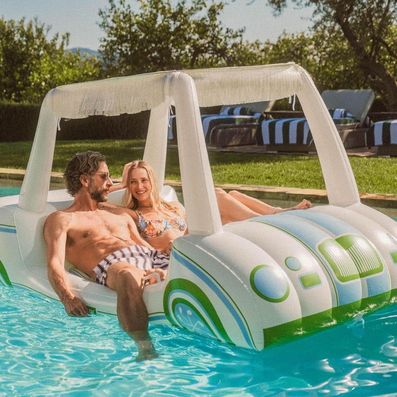 FUNBOY Giant Inflatable Country Club Golf Cart Two Cup Holders Removable Fringe Shade Float for Summer Pool Party and Entertainment - Image 2