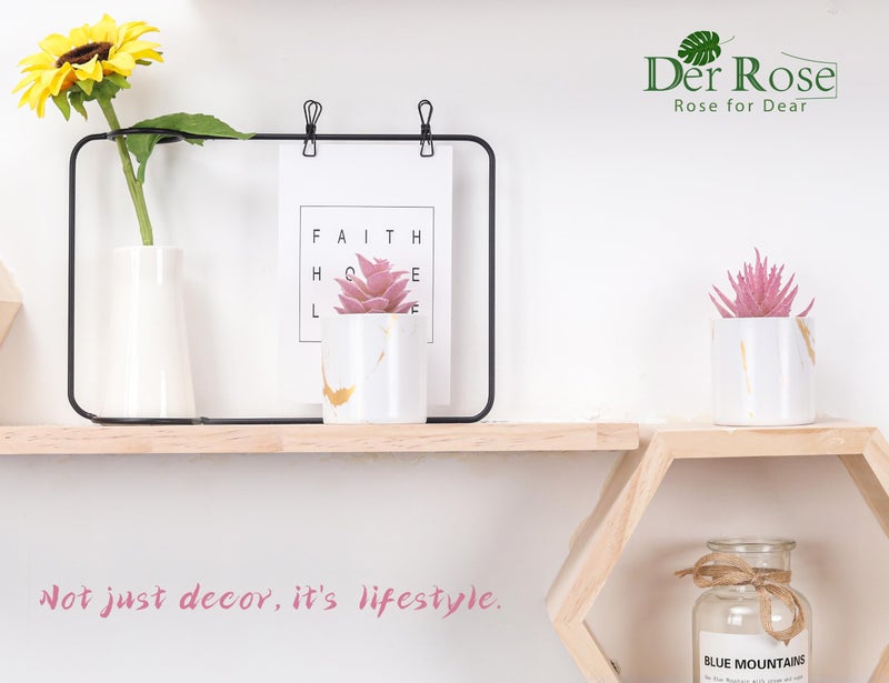Der Rose Set of 2 Succulents Plants Artificial Mini Fake Succulents Plants for Office Desk Accessories for Women Pink Home Vanity Decor - Image 4