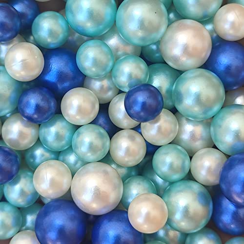 Cymtoo 140pcs No Hole Pearls for Vase and Vase Filler Beads Pearls Beads for Vases Candle Centerpieces Makeup Holder Wedding Home Decor 1014mm Ocean Blue