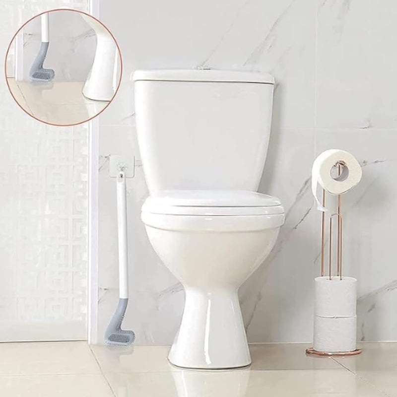 Caltero Golf Shape Toilet Brush Cleaner, L Edge Head, Flexible Deep Cleaning Silicone Brush - Image 2