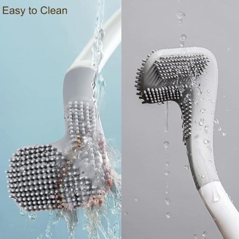 Caltero Golf Shape Toilet Brush Cleaner, L Edge Head, Flexible Deep Cleaning Silicone Brush - Image 4