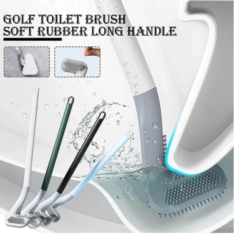 Caltero Golf Shape Toilet Brush Cleaner, L Edge Head, Flexible Deep Cleaning Silicone Brush - Image 3
