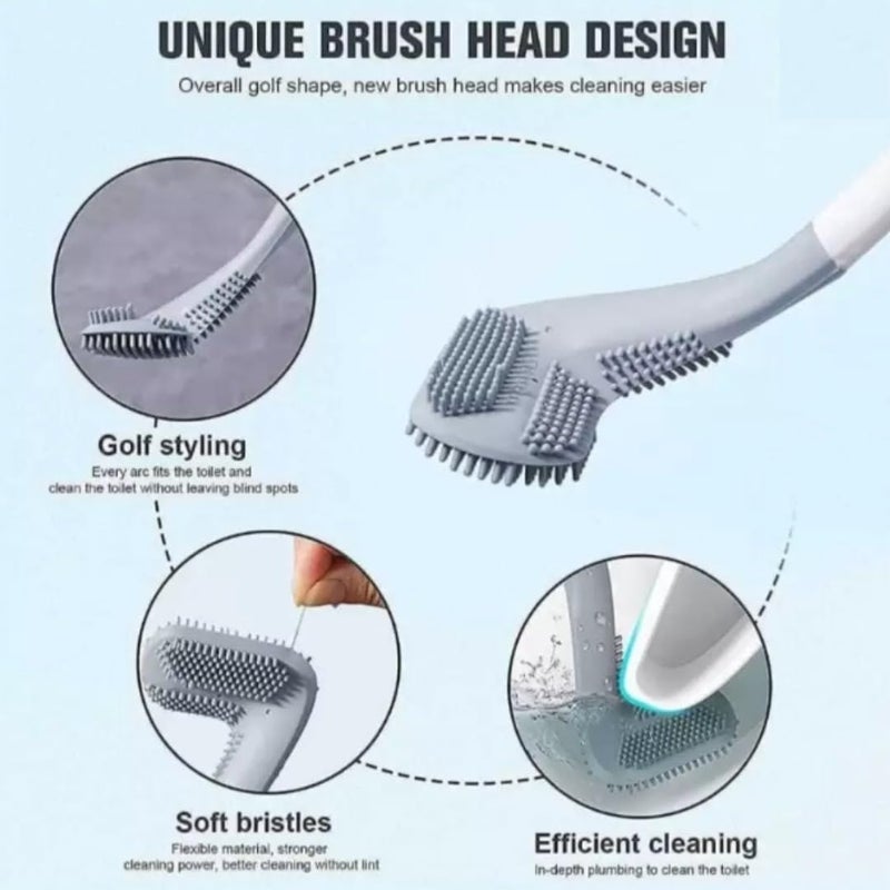 Caltero Golf Shape Toilet Brush Cleaner, L Edge Head, Flexible Deep Cleaning Silicone Brush - Image 5