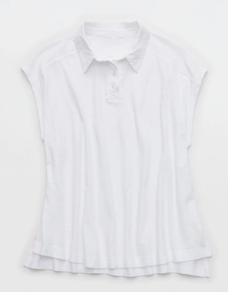 Aerie  Aerie Happiest Oversized Polo T-Shirt for Women | Best Price UAE