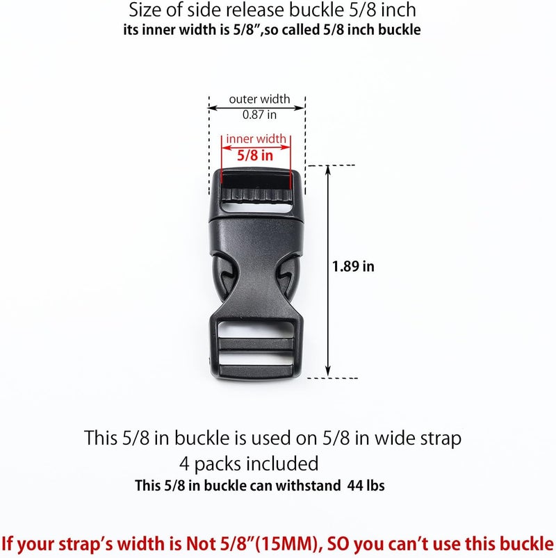 Baitoo Quick Side Release Buckle, Heavy Duty Plastic Snap Buckle Clip Clasp Fasteners for Backpack Strap - Image 4