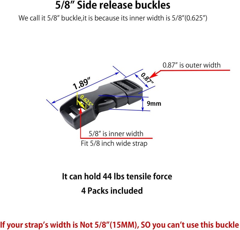 Baitoo Quick Side Release Buckle, Heavy Duty Plastic Snap Buckle Clip Clasp Fasteners for Backpack Strap - Image 2