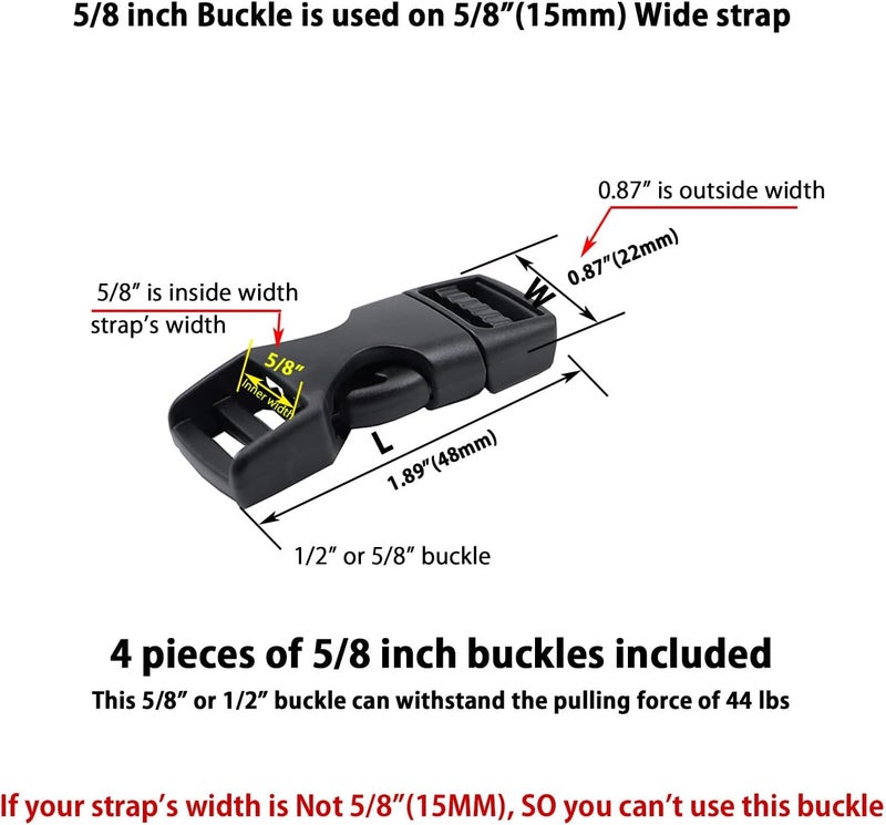 Baitoo Quick Side Release Buckle, Heavy Duty Plastic Snap Buckle Clip Clasp Fasteners for Backpack Strap - Image 3