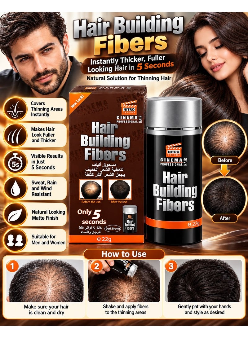 NITRO CANADA Hair Building Fibers Dark Brown 22g - Image 3