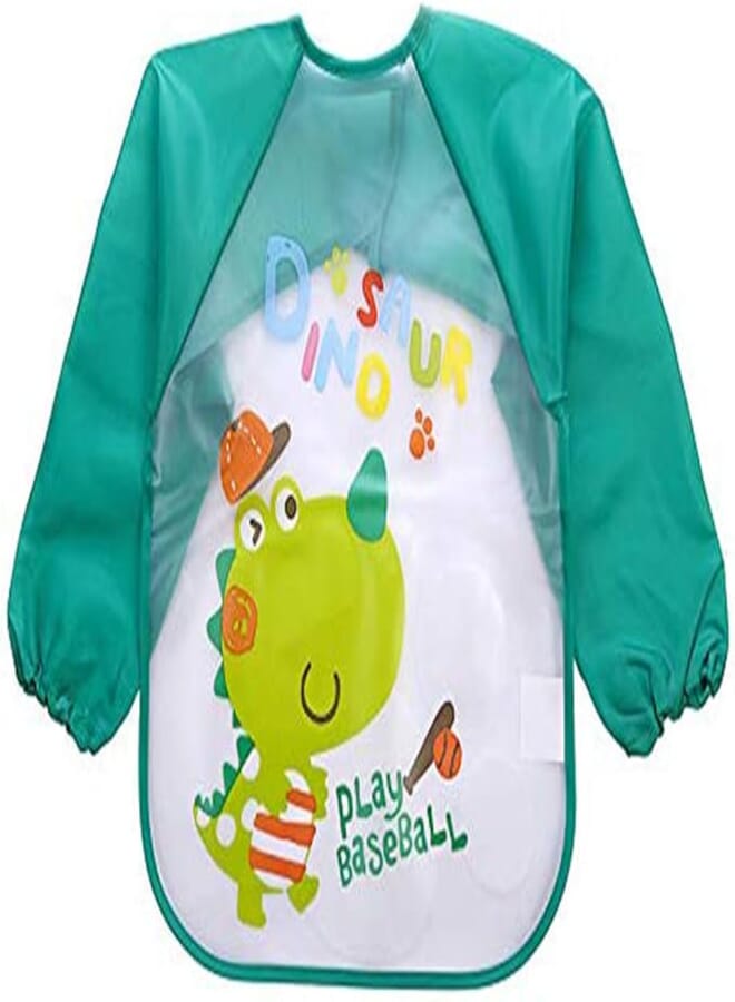 FOK Full Sleeves Washable Waterproof Feeding Bib for Babies and Kids - Random Color