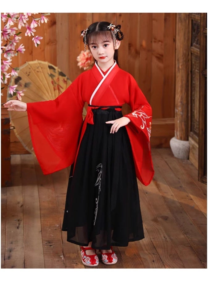 liannaner Girls Autumn Hanfu Set, Long Sleeve Traditional Chinese Tang Dynasty Costume 2-Piece Outfit for Fall Festival & Halloween - Image 2