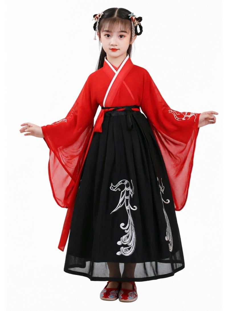 liannaner Girls Autumn Hanfu Set, Long Sleeve Traditional Chinese Tang Dynasty Costume 2-Piece Outfit for Fall Festival & Halloween - Image 3