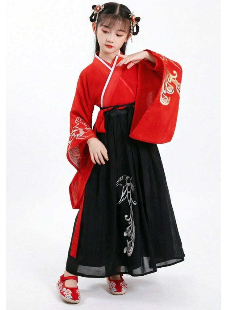 liannaner Girls Autumn Hanfu Set, Long Sleeve Traditional Chinese Tang Dynasty Costume 2-Piece Outfit for Fall Festival & Halloween - Image 5