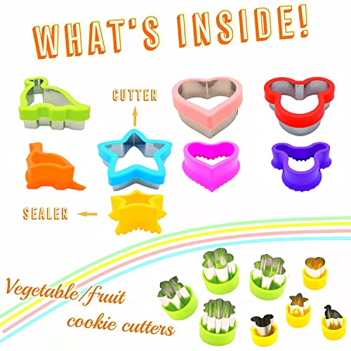 BANIC Uncrustable Sandwich Cutter, 12pcs Sandwich Cutter and Sealer sets, Uncrustable Maker, Crustless Sandwich Maker, Bread Cookie Cutters for Boys Girls Lunch & Bento Box (Dinosaur Heart Mouse Star) - Image 2