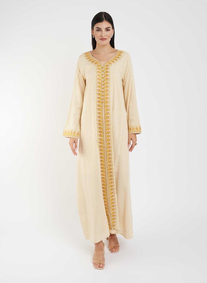 كشخة جلابية سادة بتطريز جانبي - Image 1