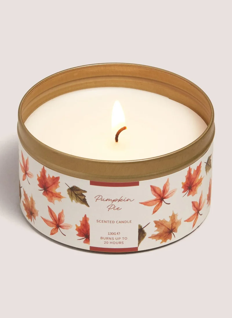 Matalan Pumpkin Pie Leaf Tin Candle Multi