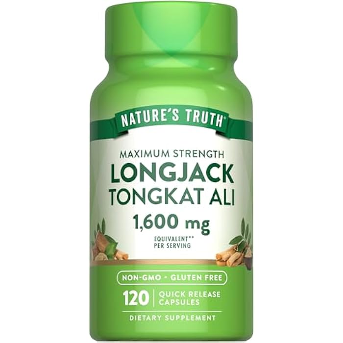 Nature's Truth Longjack Tongkat Ali | 1600mg | 120 Capsules | Max Strength Formula for Men | Non-GMO & Gluten Free Supplement - Image 1