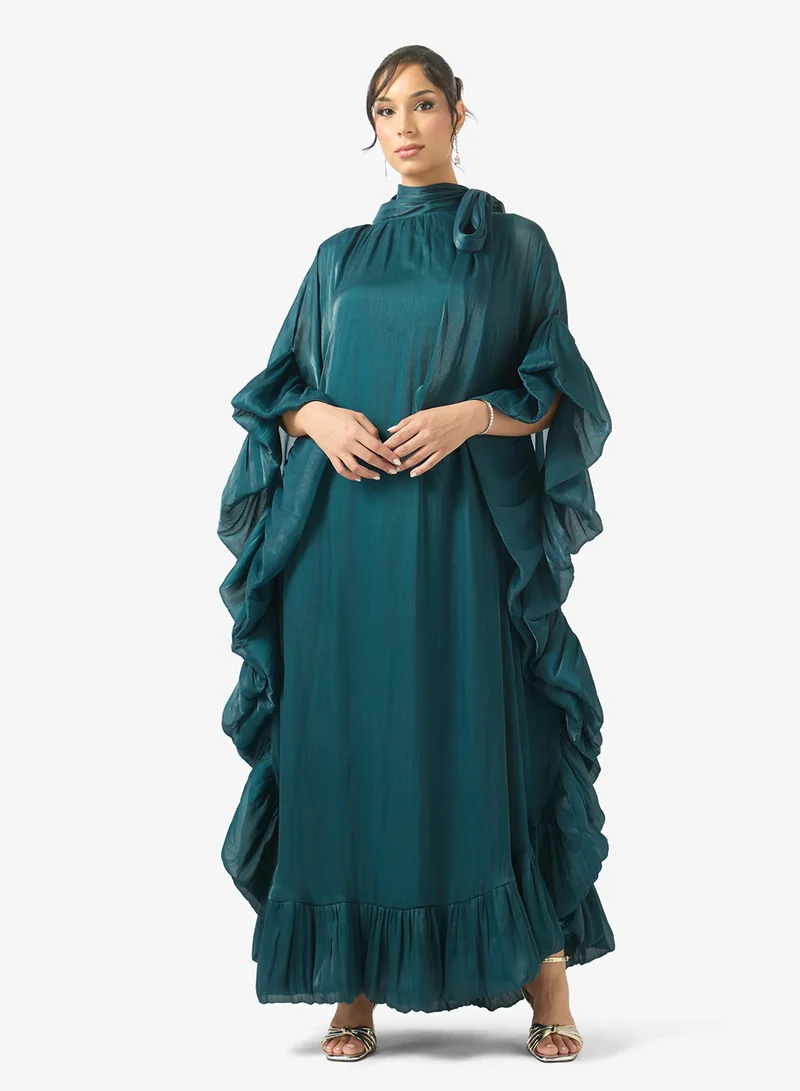 Golden Apple Ruffle Sleeve Maxi Dress