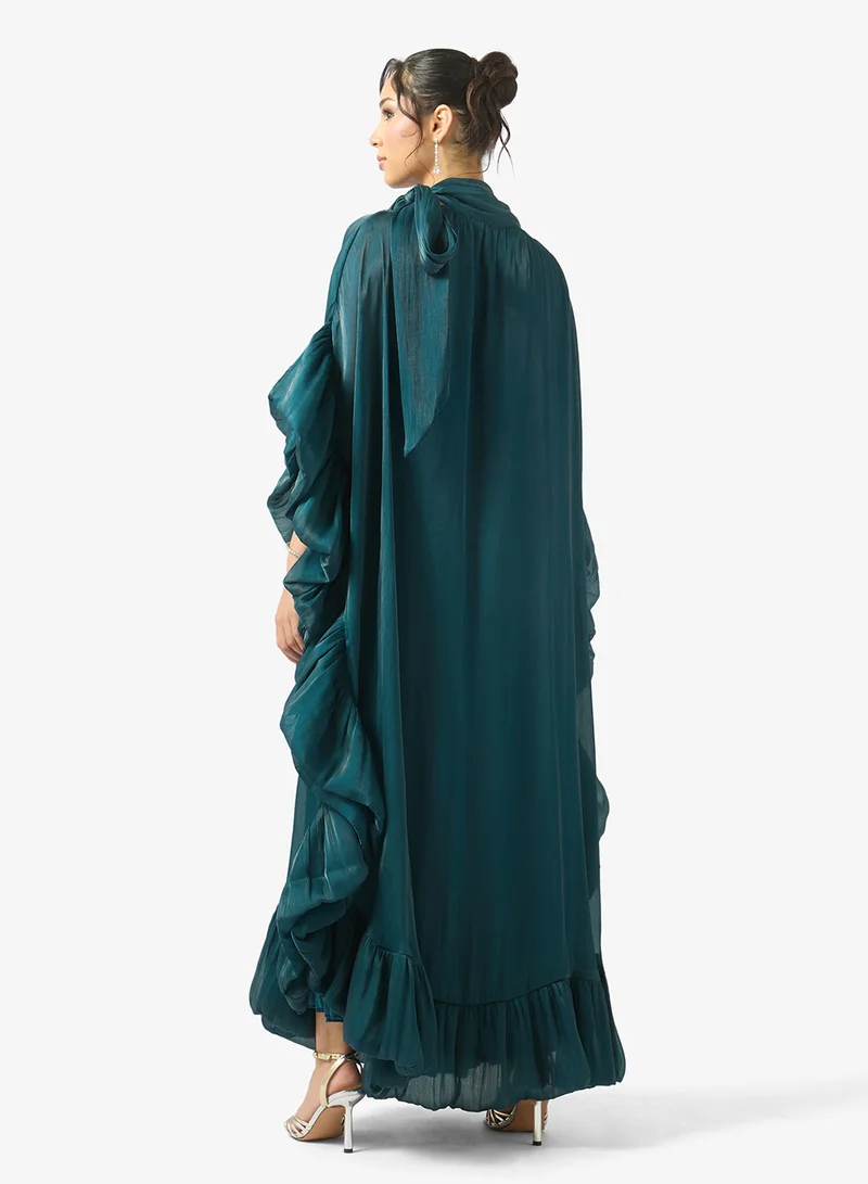 Golden Apple Ruffle Sleeve Maxi Dress