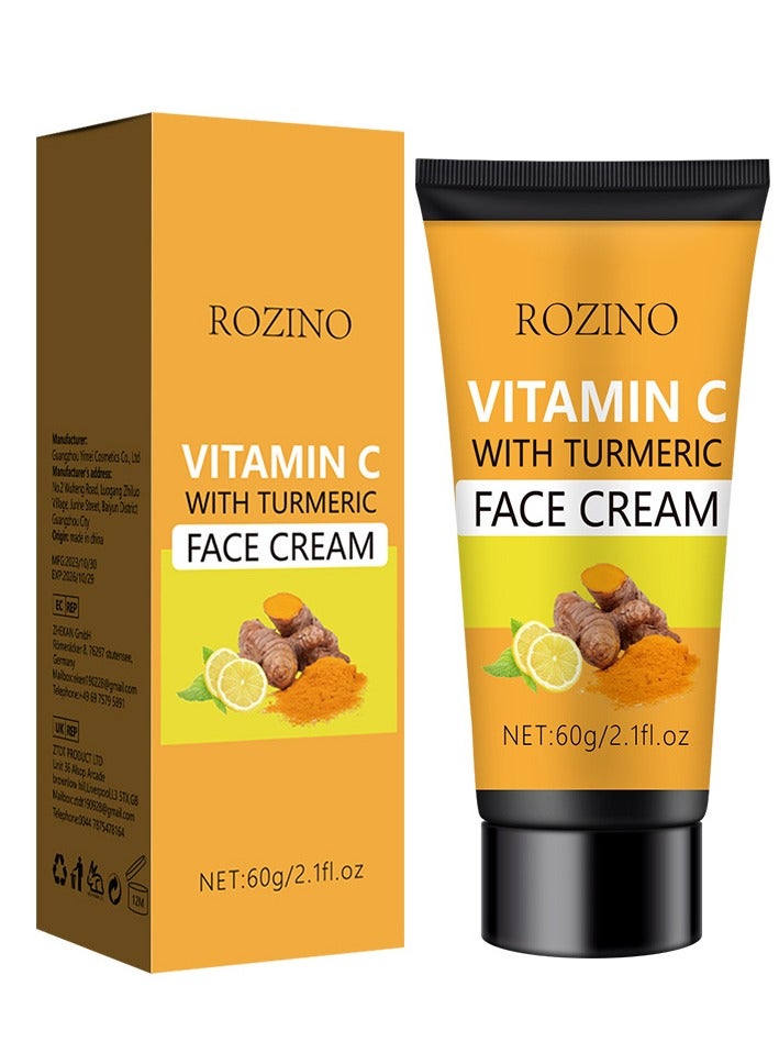 روزينو كريم الوجه الكركم - مرطب للوجه للنساء - مرطب للوجه بالكركم وفيتامين سي - مكون طبيعي للعناية بالبشرة - مرطب للوجه للنساء - كريم الوجه لإزالة البقع الداكنة للنساء 60 غرام - Image 1