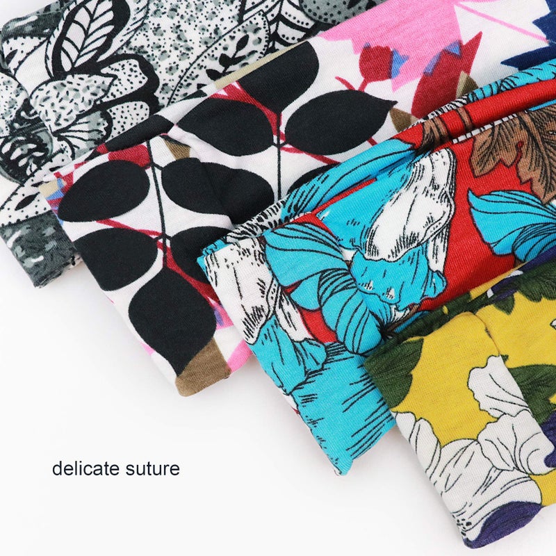 DRESHOW 6 Pack Headbands for Women Boho Headbands Vintage Flower Elastic Workout Yoga Sports Facial Knotted Crocheted Elastic Head Wrap - Image 4