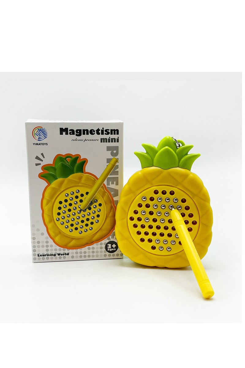 ماجنت لعبة مسطرة ألعاب مغناطيسية للأطفال،لون اصفر، تصميم انانس مع ثقوب معدنية - Image 1