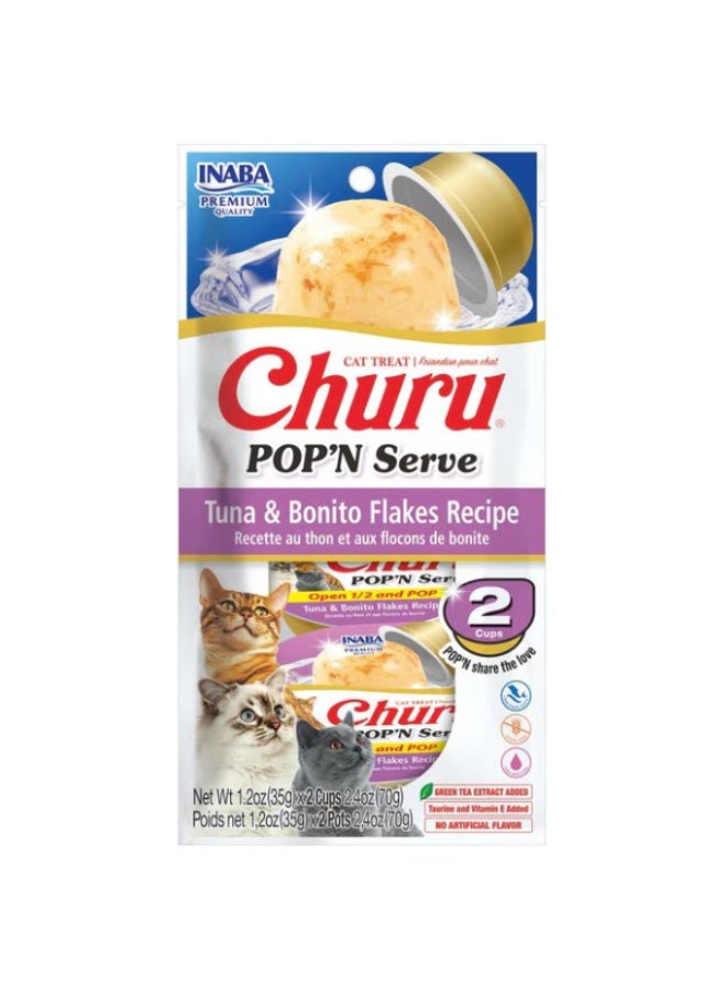 INABA Churu Pop'N Serve Tuna With Bonito Flakes Recipe, 70g - Image 1