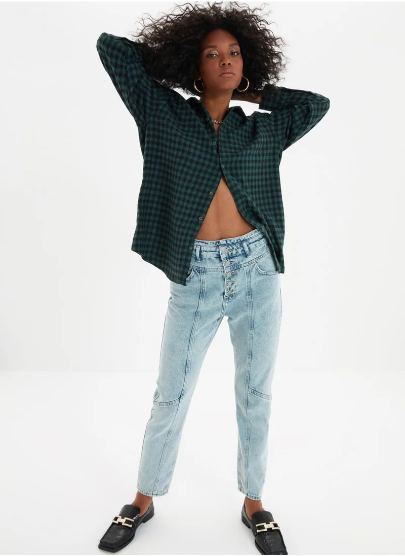 trendyol Button Detail High Waist Mom Jeans