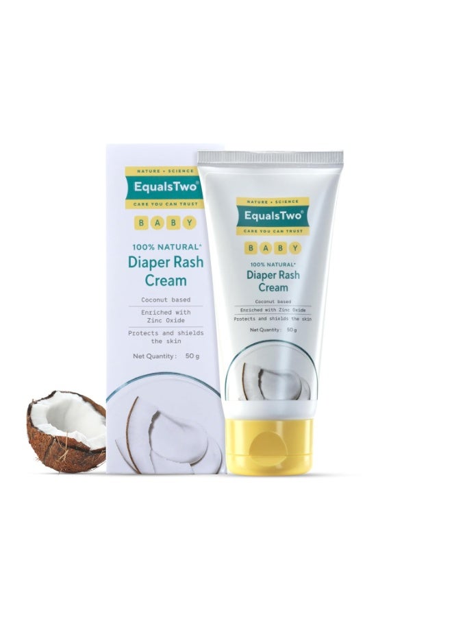 EQUALSTWO by Zydus Baby Diaper Rash Cream With Zinc Oxide, 100% Natural Anti Rash for Babies, Nappy Rashfree for New Born, PH 5.5, Hypoallergenic Dermatologically Tested, 50gm (Pack 1) - Image 1