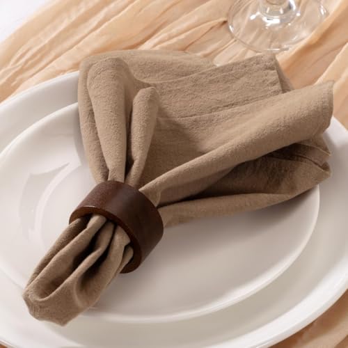 MLMW Nude Brown Cloth Napkins Set of 6 Linen Rustic Spring Cotton Napkins Cloth Bulk Washable Dinner Napkins 16"×16" for Wedding Party Baby Bridal Shower Birthday Table Decor - Image 4
