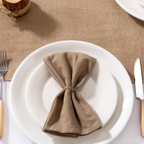 MLMW Nude Brown Cloth Napkins Set of 6 Linen Rustic Spring Cotton Napkins Cloth Bulk Washable Dinner Napkins 16"×16" for Wedding Party Baby Bridal Shower Birthday Table Decor - Image 5