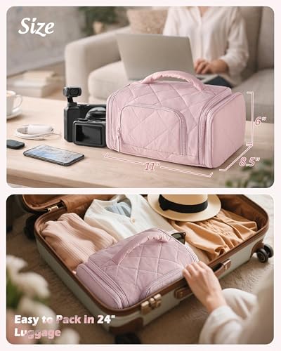 Marscamd Cable Organizer Bag, Travel Cord & Charger Organizer Pouch for Tech Accessories & Electronics, Home Storage, Pink - Image 5