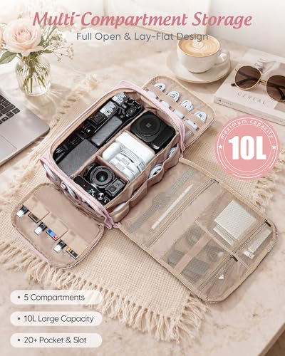 Marscamd Cable Organizer Bag, Travel Cord & Charger Organizer Pouch for Tech Accessories & Electronics, Home Storage, Pink - Image 2