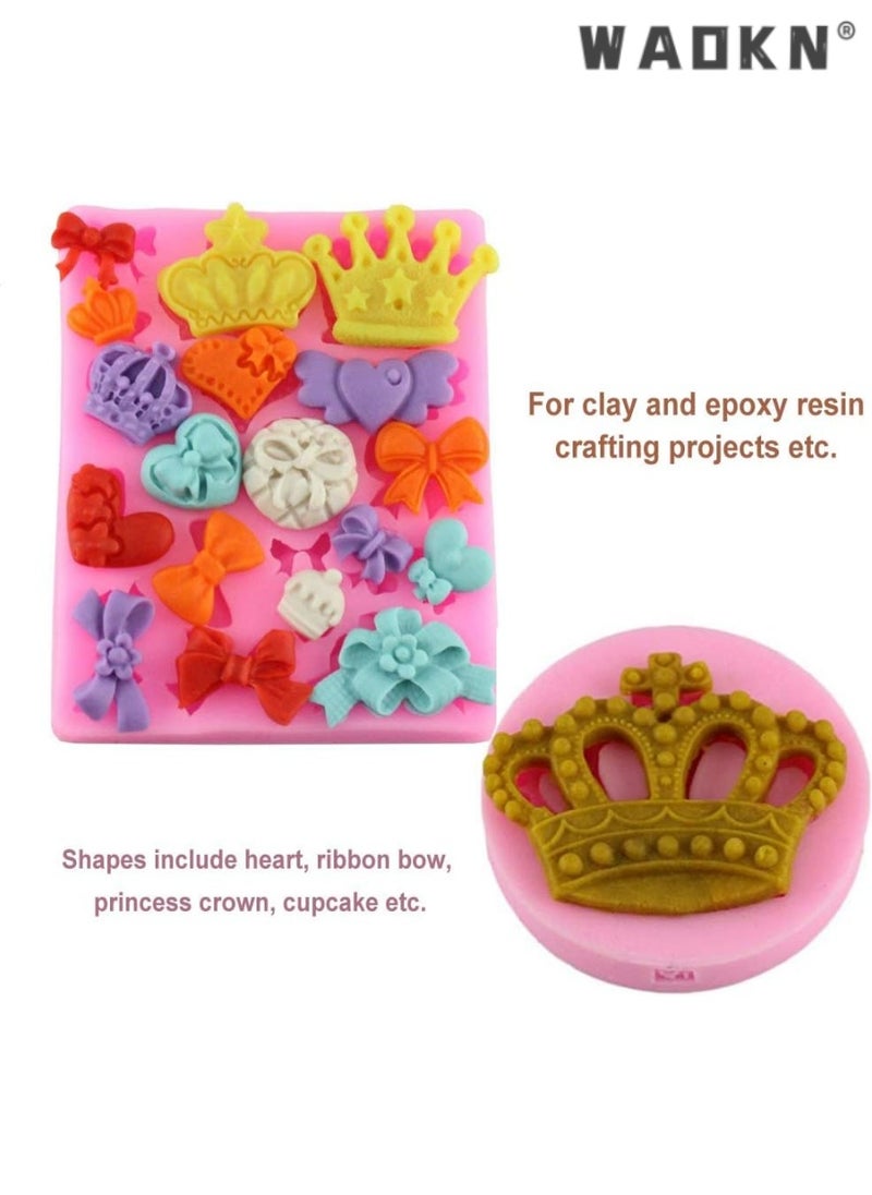 WAOKN - Selected Series of Bow and Heart Silicone Mold - Specifically Designed for Sugarcraft, Fondant Cakes, Resin Crafting, Polymer Clay, and DIY Crafting Projects - Image 1