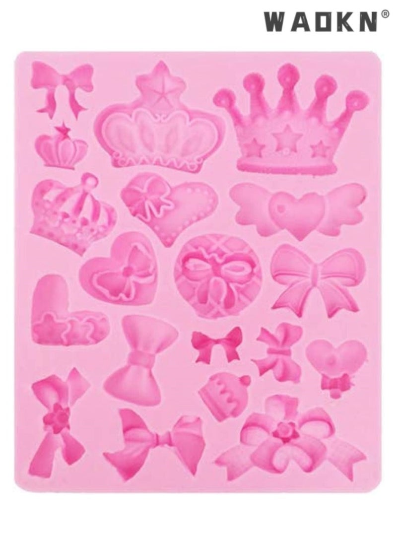 WAOKN - Selected Series of Bow and Heart Silicone Mold - Specifically Designed for Sugarcraft, Fondant Cakes, Resin Crafting, Polymer Clay, and DIY Crafting Projects - Image 1