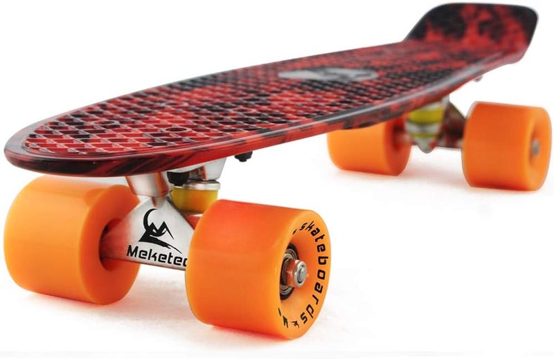 Meketec Skateboards Complete 22 Inch Mini Cruiser Retro Skateboard for Kids Boys Youths Beginners - Image 1