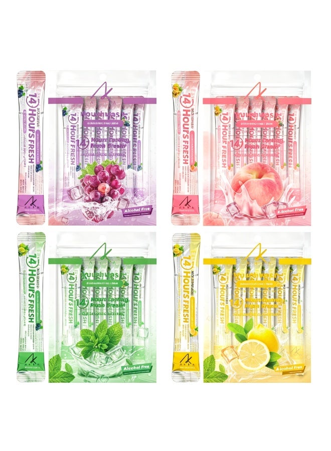 Akka Portable Disposable Mouthwash,4 Flavors together Mint Lemon Peach Grape, Alcohol Free 10ml, 40 Pcs - Image 4